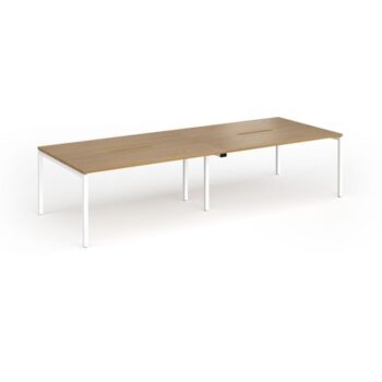 Connex Goal-Post 3200 x 1200 x 725mm Back to Back Desk ( 4 x 1600mm ) - White Frame / Oak Top - GCO3212-WH-O