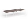 Connex Goal-Post 3200 x 1200 x 725mm Back to Back Desk ( 4 x 1600mm ) - White Frame / Walnut Top - GCO3212-WH-W