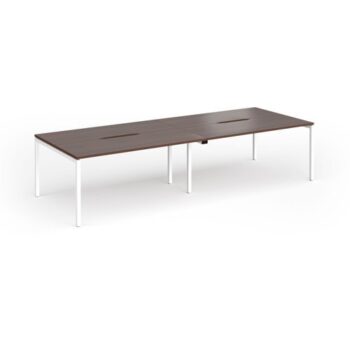 Connex Goal-Post 3200 x 1200 x 725mm Back to Back Desk ( 4 x 1600mm ) - White Frame / Walnut Top - GCO3212-WH-W