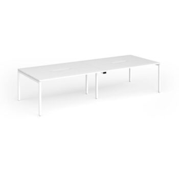 Connex Goal-Post 3200 x 1200 x 725mm Back to Back Desk ( 4 x 1600mm ) - White Frame / White Top - GCO3212-WH-WH