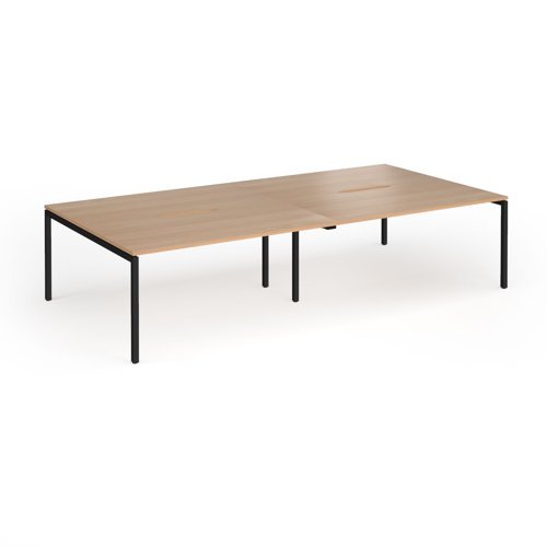 Connex Goal-Post 3200 x 1600 x 725mm Back to Back Desk ( 4 x 1600mm ) - Black Frame / Beech Top - GCO3216-K-B