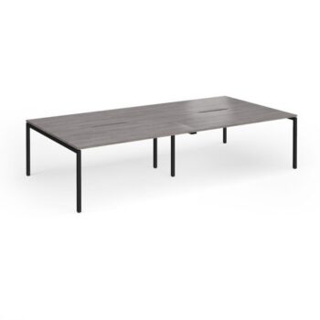 Connex Goal-Post 3200 x 1600 x 725mm Back to Back Desk ( 4 x 1600mm ) - Black Frame / Grey Oak Top - GCO3216-K-GO