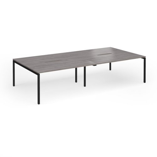 Connex Goal-Post 3200 x 1600 x 725mm Back to Back Desk ( 4 x 1600mm ) - Black Frame / Grey Oak Top - GCO3216-K-GO