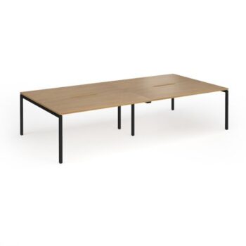 Connex Goal-Post 3200 x 1600 x 725mm Back to Back Desk ( 4 x 1600mm ) - Black Frame / Oak Top - GCO3216-K-O