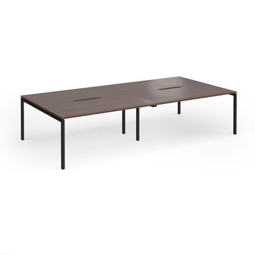 Connex Goal-Post 3200 x 1600 x 725mm Back to Back Desk ( 4 x 1600mm ) - Black Frame / Walnut Top - GCO3216-K-W
