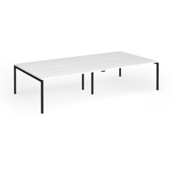 Connex Goal-Post 3200 x 1600 x 725mm Back to Back Desk ( 4 x 1600mm ) - Black Frame / White Top - GCO3216-K-WH