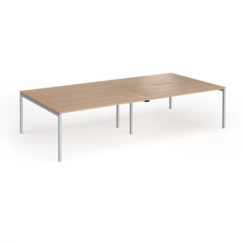 Connex Goal-Post 3200 x 1600 x 725mm Back to Back Desk ( 4 x 1600mm ) - Silver Frame / Beech Top - GCO3216-S-B