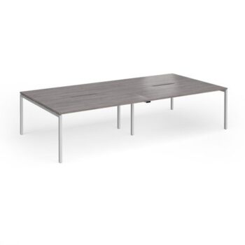 Connex Goal-Post 3200 x 1600 x 725mm Back to Back Desk ( 4 x 1600mm ) - Silver Frame / Grey Oak Top - GCO3216-S-GO