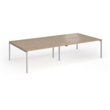 Connex Goal-Post 3200 x 1600 x 725mm Back to Back Desk ( 4 x 1600mm ) - Silver Frame / Kendal Oak Top - GCO3216-S-KO