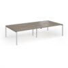 Connex Goal-Post 3200 x 1600 x 725mm Back to Back Desk ( 4 x 1600mm ) - Silver Frame / Nebraska Oak Top - GCO3216-S-NO