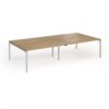 Connex Goal-Post 3200 x 1600 x 725mm Back to Back Desk ( 4 x 1600mm ) - Silver Frame / Oak Top - GCO3216-S-O