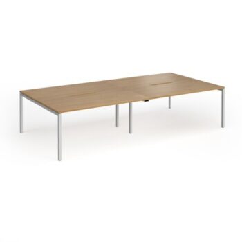 Connex Goal-Post 3200 x 1600 x 725mm Back to Back Desk ( 4 x 1600mm ) - Silver Frame / Oak Top - GCO3216-S-O