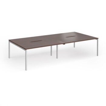 Connex Goal-Post 3200 x 1600 x 725mm Back to Back Desk ( 4 x 1600mm ) - Silver Frame / Walnut Top - GCO3216-S-W
