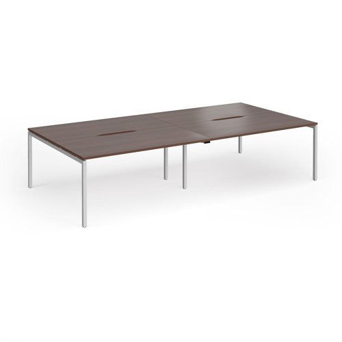 Connex Goal-Post 3200 x 1600 x 725mm Back to Back Desk ( 4 x 1600mm ) - Silver Frame / Walnut Top - GCO3216-S-W