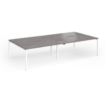 Connex Goal-Post 3200 x 1600 x 725mm Back to Back Desk ( 4 x 1600mm ) - White Frame / Grey Oak Top - GCO3216-WH-GO