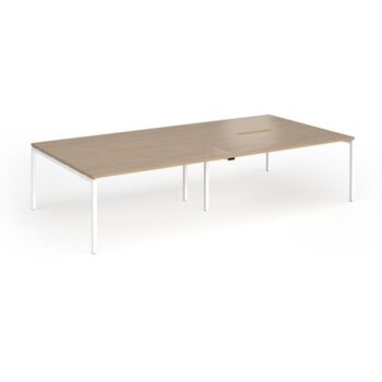Connex Goal-Post 3200 x 1600 x 725mm Back to Back Desk ( 4 x 1600mm ) - White Frame / Kendal Oak Top - GCO3216-WH-KO