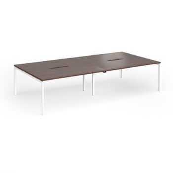 Connex Goal-Post 3200 x 1600 x 725mm Back to Back Desk ( 4 x 1600mm ) - White Frame / Walnut Top - GCO3216-WH-W