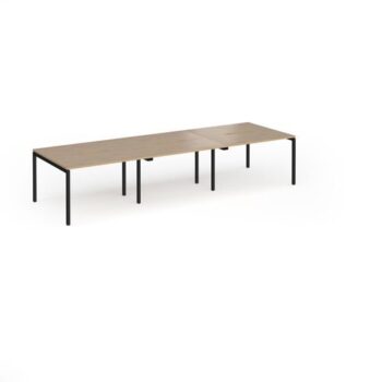 Connex Goal-Post 3600 x 1200 x 725mm Back to Back Desk ( 6 x 1200mm ) - Black Frame / Kendal Oak Top - GCO3612-K-KO
