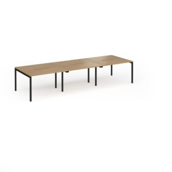 Connex Goal-Post 3600 x 1200 x 725mm Back to Back Desk ( 6 x 1200mm ) - Black Frame / Oak Top - GCO3612-K-O