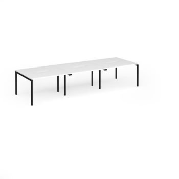 Connex Goal-Post 3600 x 1200 x 725mm Back to Back Desk ( 6 x 1200mm ) - Black Frame / White Top - GCO3612-K-WH