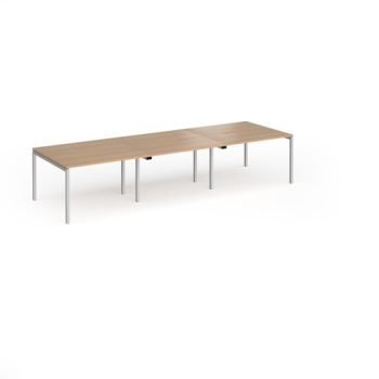 Connex Goal-Post 3600 x 1200 x 725mm Back to Back Desk ( 6 x 1200mm ) - Silver Frame / Beech Top - GCO3612-S-B