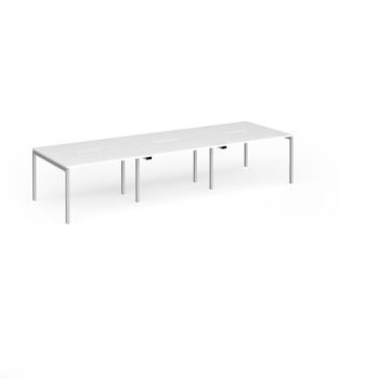Connex Goal-Post 3600 x 1200 x 725mm Back to Back Desk ( 6 x 1200mm ) - Silver Frame / White Top - GCO3612-S-WH