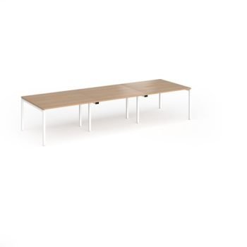 Connex Goal-Post 3600 x 1200 x 725mm Back to Back Desk ( 6 x 1200mm ) - White Frame / Beech Top - GCO3612-WH-B