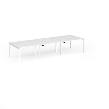 Connex Goal-Post 3600 x 1200 x 725mm Back to Back Desk ( 6 x 1200mm ) - White Frame / White Top - GCO3612-WH-WH
