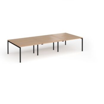 Connex Goal-Post 3600 x 1600 x 725mm Back to Back Desk ( 6 x 1200mm ) - Black Frame / Beech Top - GCO3616-K-B