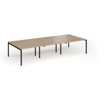 Connex Goal-Post 3600 x 1600 x 725mm Back to Back Desk ( 6 x 1200mm ) - Black Frame / Kendal Oak Top - GCO3616-K-KO