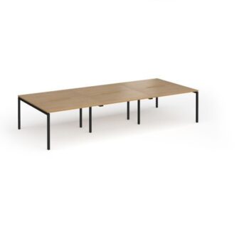 Connex Goal-Post 3600 x 1600 x 725mm Back to Back Desk ( 6 x 1200mm ) - Black Frame / Oak Top - GCO3616-K-O