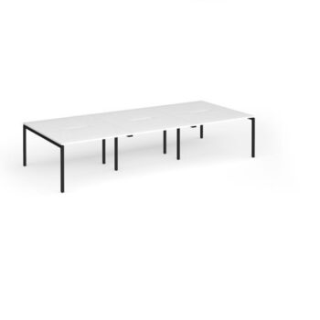Connex Goal-Post 3600 x 1600 x 725mm Back to Back Desk ( 6 x 1200mm ) - Black Frame / White Top - GCO3616-K-WH