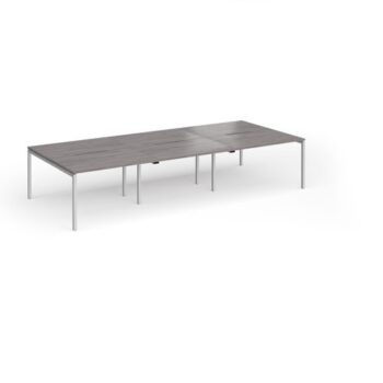 Connex Goal-Post 3600 x 1600 x 725mm Back to Back Desk ( 6 x 1200mm ) - Silver Frame / Grey Oak Top - GCO3616-S-GO