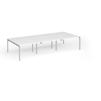 Connex Goal-Post 3600 x 1600 x 725mm Back to Back Desk ( 6 x 1200mm ) - Silver Frame / White Top - GCO3616-S-WH