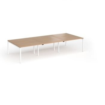 Connex Goal-Post 3600 x 1600 x 725mm Back to Back Desk ( 6 x 1200mm ) - White Frame / Beech Top - GCO3616-WH-B