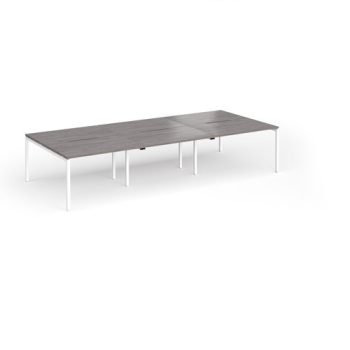 Connex Goal-Post 3600 x 1600 x 725mm Back to Back Desk ( 6 x 1200mm ) - White Frame / Grey Oak Top - GCO3616-WH-GO