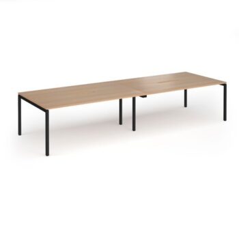 Connex Goal-Post 3600 x 1200 x 725mm Back to Back Desk ( 4 x 1800mm ) - Black Frame / Beech Top - GCO36L12-K-B
