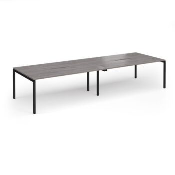 Connex Goal-Post 3600 x 1200 x 725mm Back to Back Desk ( 4 x 1800mm ) - Black Frame / Grey Oak Top - GCO36L12-K-GO