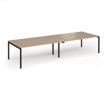 Connex Goal-Post 3600 x 1200 x 725mm Back to Back Desk ( 4 x 1800mm ) - Black Frame / Kendal Oak Top - GCO36L12-K-KO
