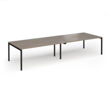 Connex Goal-Post 3600 x 1200 x 725mm Back to Back Desk ( 4 x 1800mm ) - Black Frame / Nebraska Oak Top - GCO36L12-K-NO