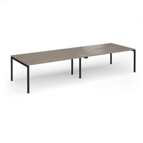 Connex Goal-Post 3600 x 1200 x 725mm Back to Back Desk ( 4 x 1800mm ) - Black Frame / Nebraska Oak Top - GCO36L12-K-NO