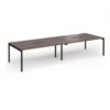 Connex Goal-Post 3600 x 1200 x 725mm Back to Back Desk ( 4 x 1800mm ) - Black Frame / Walnut Top - GCO36L12-K-W