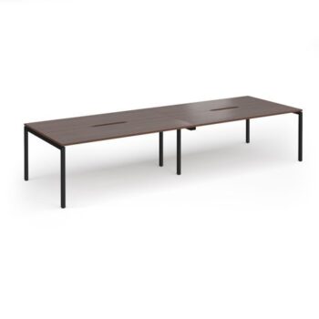 Connex Goal-Post 3600 x 1200 x 725mm Back to Back Desk ( 4 x 1800mm ) - Black Frame / Walnut Top - GCO36L12-K-W