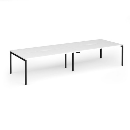 Connex Goal-Post 3600 x 1200 x 725mm Back to Back Desk ( 4 x 1800mm ) - Black Frame / White Top - GCO36L12-K-WH