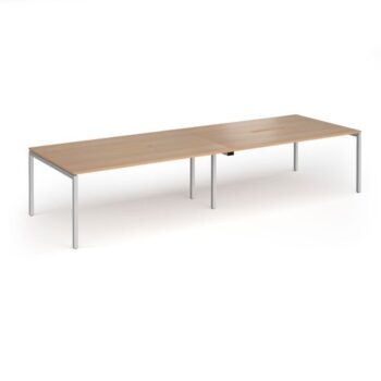 Connex Goal-Post 3600 x 1200 x 725mm Back to Back Desk ( 4 x 1800mm ) - Silver Frame / Beech Top - GCO36L12-S-B