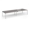 Connex Goal-Post 3600 x 1200 x 725mm Back to Back Desk ( 4 x 1800mm ) - Silver Frame / Grey Oak Top - GCO36L12-S-GO