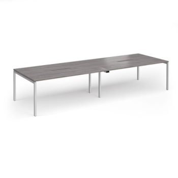 Connex Goal-Post 3600 x 1200 x 725mm Back to Back Desk ( 4 x 1800mm ) - Silver Frame / Grey Oak Top - GCO36L12-S-GO