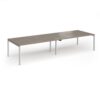 Connex Goal-Post 3600 x 1200 x 725mm Back to Back Desk ( 4 x 1800mm ) - Silver Frame / Nebraska Oak Top - GCO36L12-S-NO