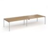 Connex Goal-Post 3600 x 1200 x 725mm Back to Back Desk ( 4 x 1800mm ) - Silver Frame / Oak Top - GCO36L12-S-O
