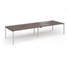 Connex Goal-Post 3600 x 1200 x 725mm Back to Back Desk ( 4 x 1800mm ) - Silver Frame / Walnut Top - GCO36L12-S-W